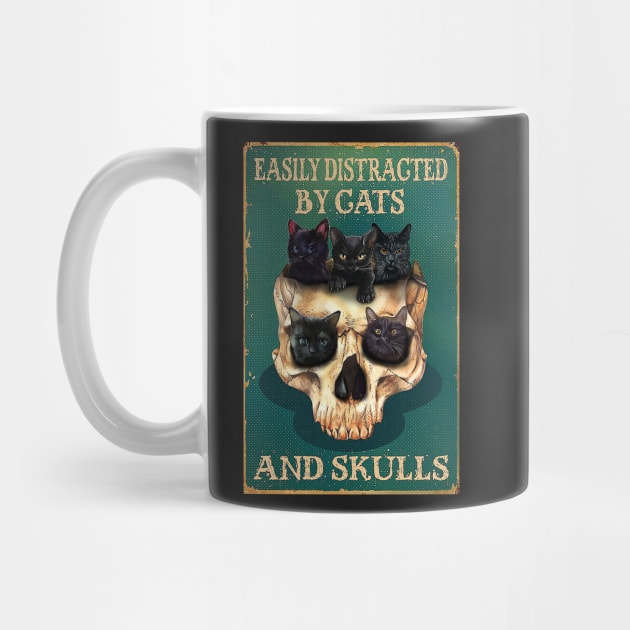 Easily Distracted By Cats And Skulls Skull by Delmonico2022